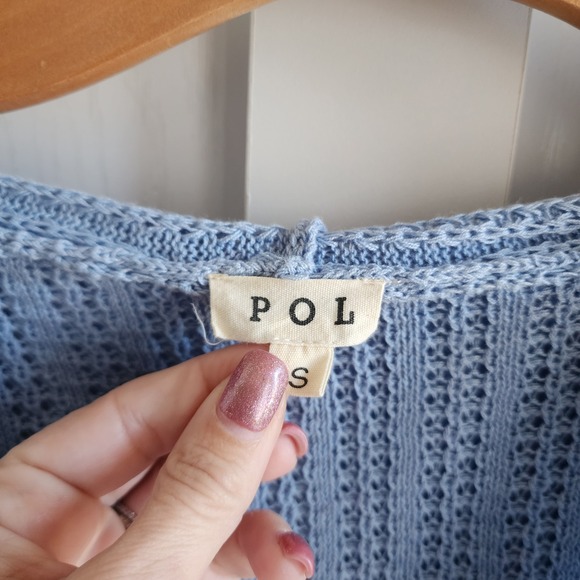 POL Lace Doily Patch Crochet Hooded Grannycore Cardigan RARE Sweater Blue Size S - Picture 5 of 11